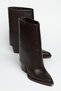 Women's Cowboy Boots - Pointed Toe Flat Design Thick Heeled Faux Leather - 5