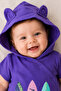 Hooded Ocean Printed Short Sleeve Unisex Baby Rompers 10231