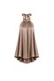 Turtleneck Back Cutout Detailed Satin Women's Mini Dress 52125051 - 3