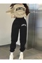 Unisex Women's and Men's Auntine Text Printed Oversize 3 Thread Crew Neck Sweatshirt and Jogger Sweatpants