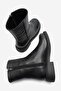 Zarolin Women's Genuine Leather Zippered Boots Black Flotter Leather - 5