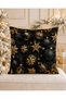 Black Gold Christmas Digital Printed Decorative Set of 4 Throw Pillow Covers with Deer Pine Tree Gift Pattern - 2