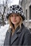Women's Winter Leopard Patterned Plush Beanie Hat