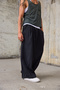Men's Pleated Cuffs with Ribbed Detail Loose Shalwar Trousers - 3