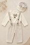 Baby Boy 3-Piece Salopet Set with Cap - 2