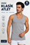 Men's Combed Cotton Classic Undershirt 0101 (Tutku Authorized Seller) - 40% Cotton 60% Polyester Fabric Gray - 6 Pieces