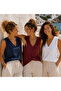 3 Pieces 100% Cotton V-Neck Sleeveless T-Shirt (Ovv-29) - 2