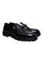 Black Color Laceless Genuine Leather Men's Shoes