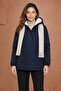 Women's Navy Blue Fur-Lined Water and Wind Resistant Hooded Winter Coat & Jacket