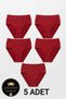 Women's Panties 5-Pack Red Large Size High Waist 100% Cotton Ribbed Comfortable Cut - with Sleep Band Gift
