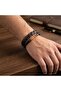 Brown Leather and Earth Tones Natural Stone Double Men's Bracelet Set