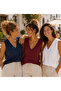 3 Pieces 100% Cotton V-Neck Sleeveless T-Shirt (Ovv-29)