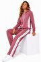 Women's Cotton Hooded Stripe Detailed Zippered Tracksuit Set Dusty Rose-8525 - 3