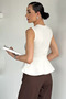 Women's Belt Detailed Gold Buckle Volan Blouse - 4