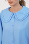 Women's Wide Collar Ruffle Detailed Tunic Shirt 1493 - Blue - 5