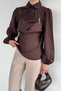 Women's Degaje Collar Brooch Detailed Blouse - 6