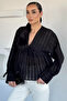 Women's V-Neck Sheer Blouse - 2