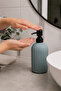 Vovy Striped Glass Soap Dispenser 500 ml – Modern Liquid Soap and Detergent Dispenser with Black Pump - 18.5 cm X 7 cm - 6