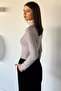 Women's Blouse with Front Window and Self-Line Pattern - 4