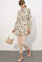 Women's Patterned Long Shirt Tunic 1567 - Khaki - 2