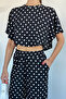 Women's Crew Neck Polka Dot Bat Sleeve Blouse - 2