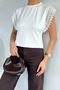 Women's Crew Neck Ruched Sleeve Blouse - 2