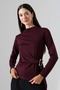 Women's Modal Side Buckle Draped Long Sleeve Blouse - 4