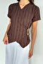 Women's Double Breasted Collar Gold Buckle Blouse - 2