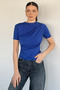 Women's Shoulder and Waist Draped Short Sleeve Blouse