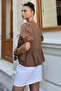 Women's Front Tie Detailed Ruffled Sleeve Elastic Blouse - 3