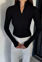 Women's High Collar Hidden Zipper Blouse - 2