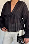 Women's V-Neck Sheer Blouse - 4