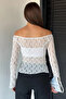 Women's Madonna Collar Spanish Sleeve Lycra Transparent Blouse - 4