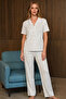 Loose Fit V-Neck Knitted Snow White Pajama Set - 5
