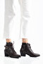 Women's Western Cowboy Lace-Up Buckle Zipper Thick Heeled Boots - 5