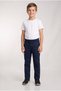 Elastic Waist Flat Leg Canvas Children's School Trousers M00857 Dark Blue - 2
