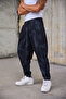 Men's Pleated Elastic Cuffed Patterned Shalwar Trousers - 5