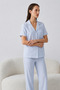 Regular V-Neck Casual Blue Pajama Set - 4