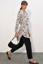Women's Patterned Long Shirt Tunic 1567 - Black - 2