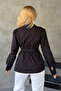 Women's Belted Double Breasted Collared Long Sleeve Stylish Shirt Blouse - 8