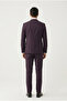 Men's 6 Drop Slim Fit Vest Suit Double Slit Gold Bird Eye - Plum - 4