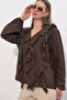 Women's Ruffle Detailed Long Sleeve Shirt 1563 - Brown - 3