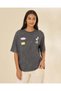 Women Charcoal Peanuts Oversized T-Shirt