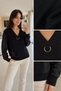 Gülseli Women's V-Neck Gold Buckle Detailed Garnished Blouse - 3