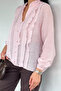 Women's High Neck Ruffled Volan Blouse - 3