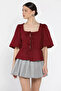 Square Neck Tie Front Women's Blouse