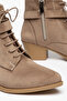 Women's Western Cowboy Lace-Up Buckle Zipper Thick Heeled Boots - 5