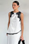 Women's Lace Detailed Polka Dot Zero Sleeve Satin Blouse