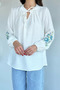 Women's Front Tie Detailed Embroidered Blouse - 2