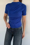 Women's Shoulder and Waist Draped Short Sleeve Blouse - 2
